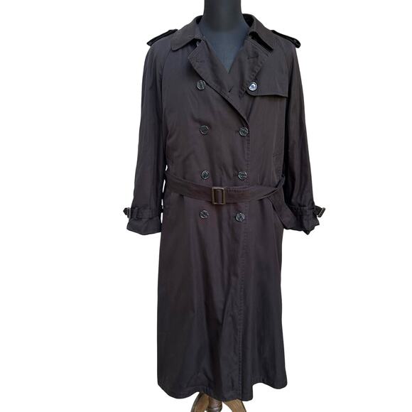 Vintage Foxrun Two Chocolate Brown Trench Coat w/Liner Size 16 - Picture 1 of 9